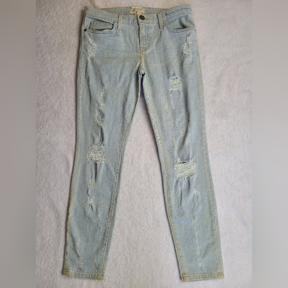 Current/Elliot The Stiletto Distressed Cropped Skinny Jeans Light Wash Size 29
